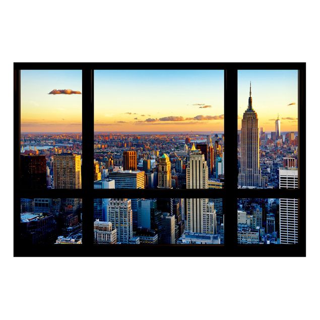 Obrazy do salonu Widok z okna - wschód słońca w Nowym Jorku