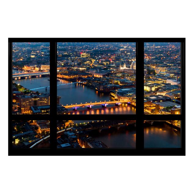 Obrazy do salonu nowoczesne Widok z okna na panoramę Londynu z mostami