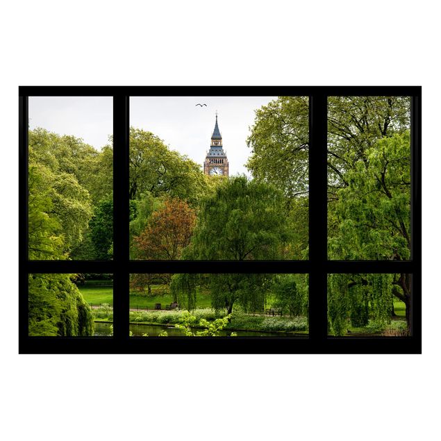 Nowoczesne obrazy do salonu Widok z okna na park St. James na Big Bena