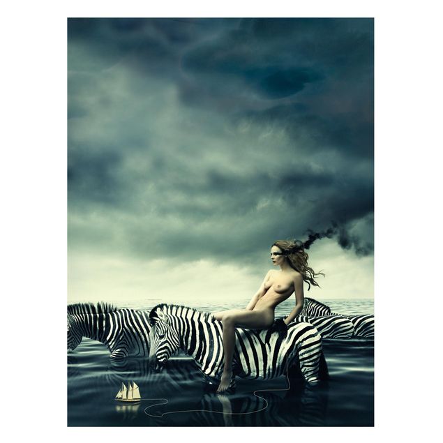 Obrazy do salonu Kobieta naga z zebrami