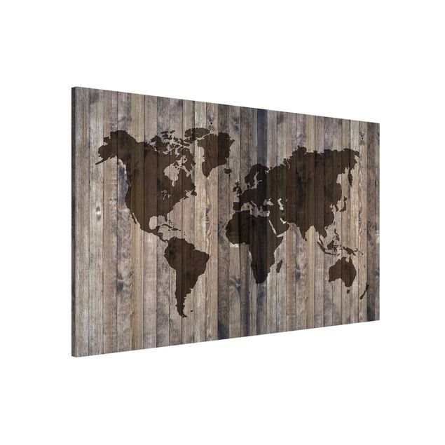 Dekoracja do kuchni Mapa świata z drewna