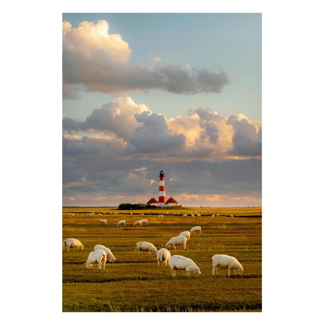 Obrazy do salonu Latarnia morska na Morzu Północnym ze stadem owiec