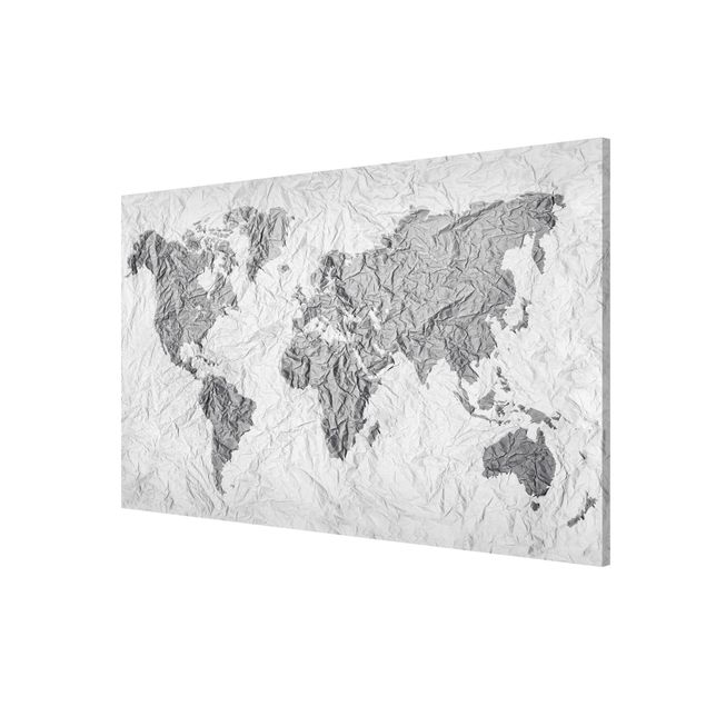 Nowoczesne obrazy Papierowa mapa świata biała szara