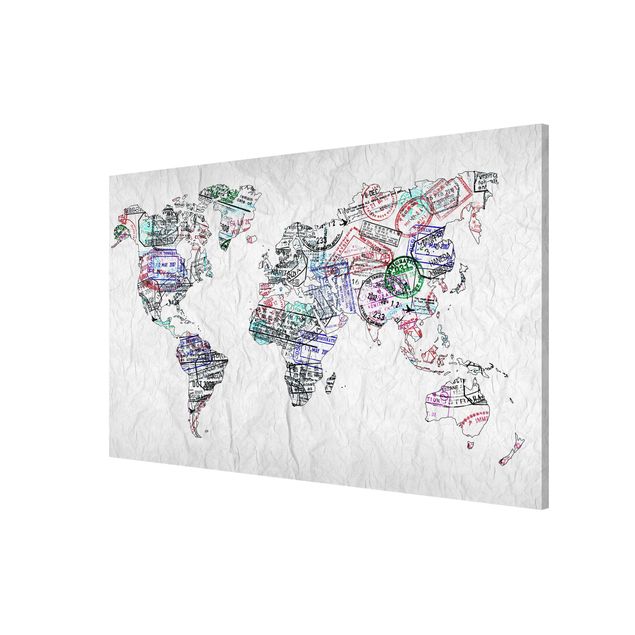 Nowoczesne obrazy Mapa świata z pieczątką paszportową