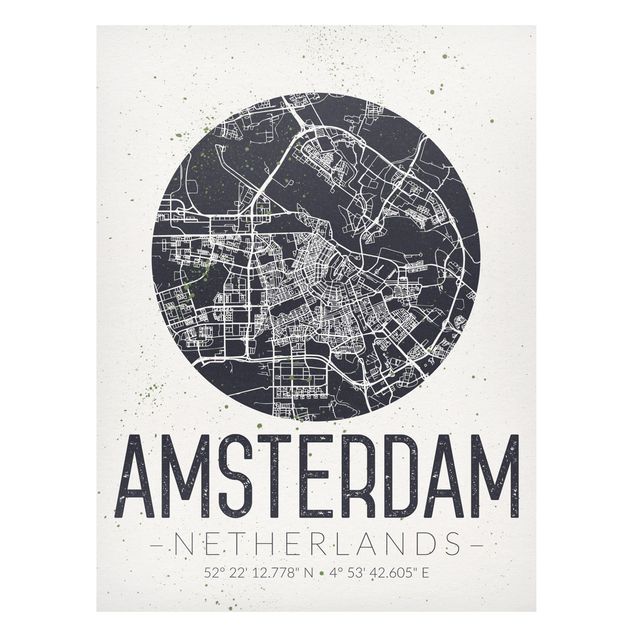 Nowoczesne obrazy do salonu Mapa miasta Amsterdam - Retro