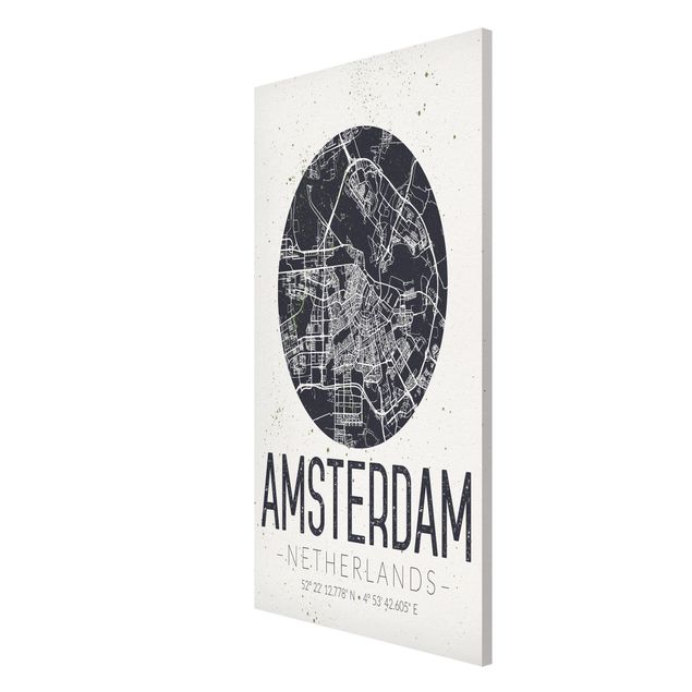 Obrazy nowoczesny Mapa miasta Amsterdam - Retro