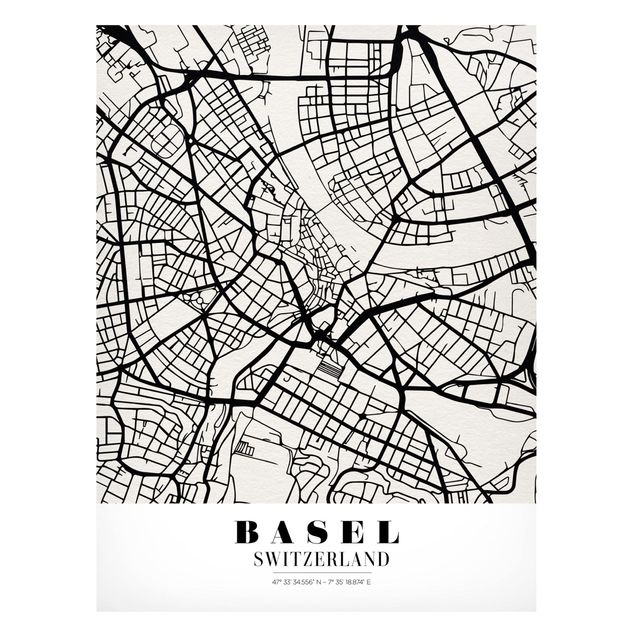 Obrazy do salonu Mapa miasta Bazylea - Klasyczna