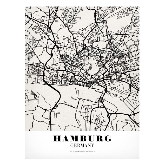Obrazy do salonu nowoczesne Mapa miasta Hamburg - Klasyczna