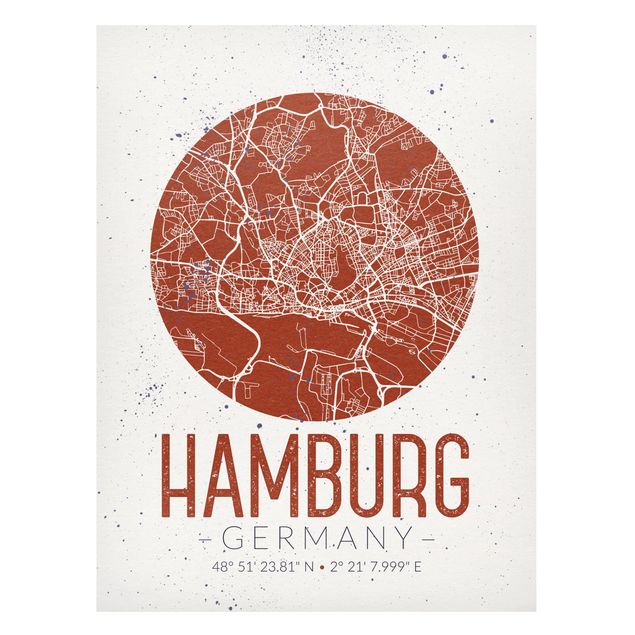 Nowoczesne obrazy do salonu Mapa miasta Hamburg - Retro