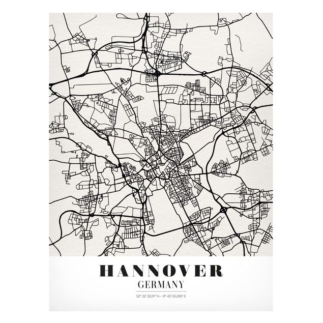 Obrazy do salonu nowoczesne Mapa miasta Hanower - Klasyczna
