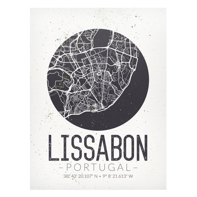 Obrazy do salonu nowoczesne Mapa miasta Lizbona - Retro
