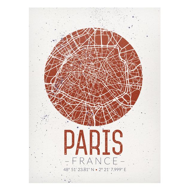 Nowoczesne obrazy do salonu Mapa miasta Paryż - Retro