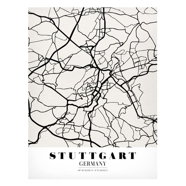 Obrazy do salonu nowoczesne Mapa miasta Stuttgart - Klasyczna