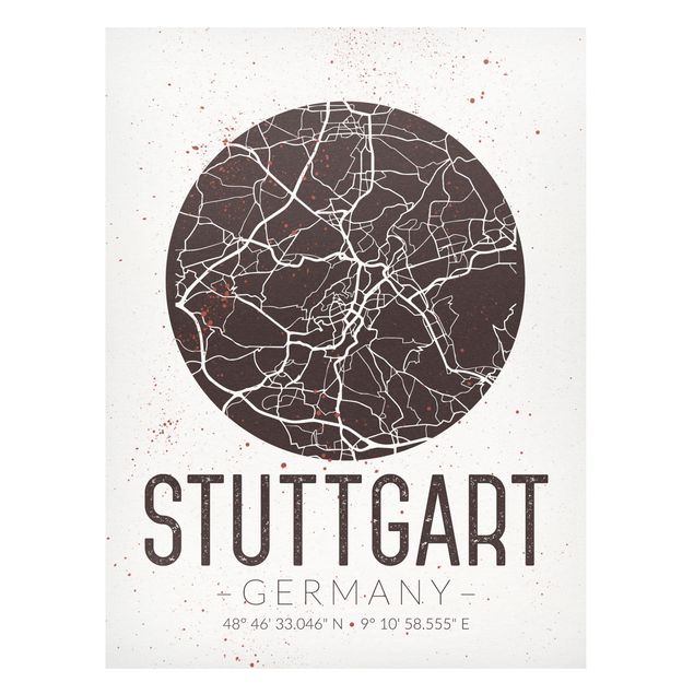 Obrazy do salonu nowoczesne Mapa miasta Stuttgart - Retro