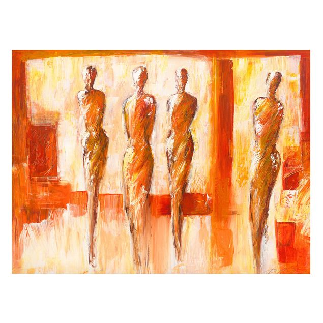 Obrazy do salonu nowoczesne Petra Schüßler - Cztery postacie w kolorze pomarańczowym