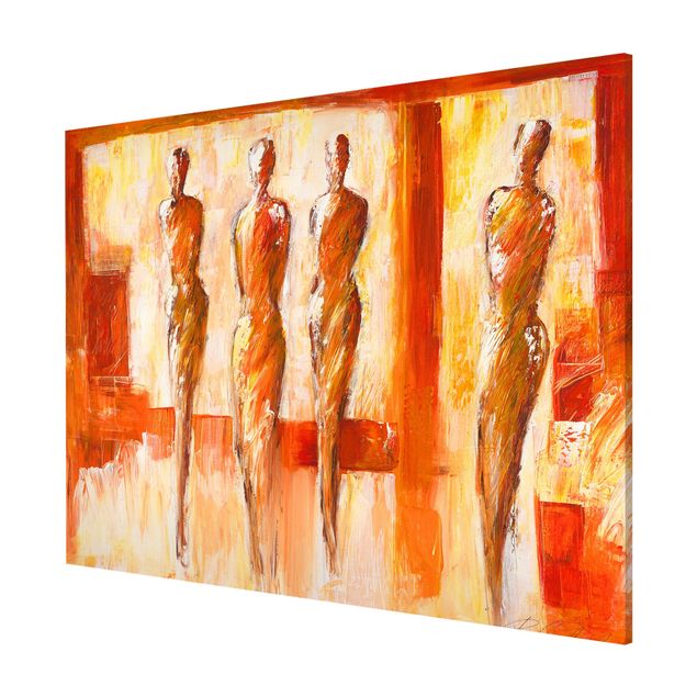 Obrazy na szkle abstrakcja Petra Schüßler - Cztery postacie w kolorze pomarańczowym
