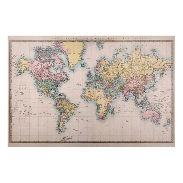 Obrazy do salonu nowoczesne Dawna mapa świata, ok. 1850 r.