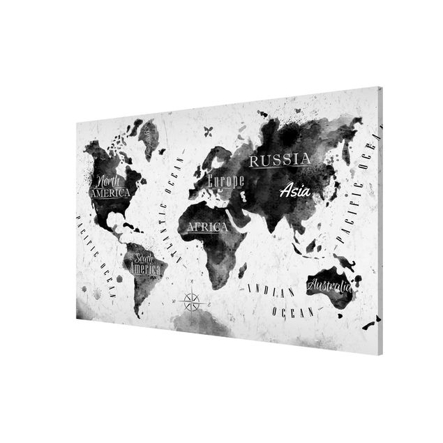 Obrazy nowoczesny Mapa świata akwarela czarna