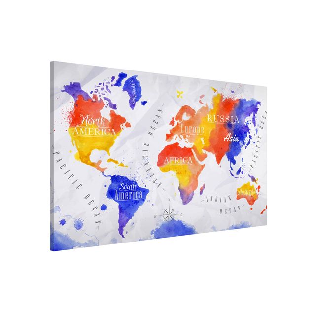 Pokój niemowlęcy Mapa świata akwarela fioletowy czerwony żółty