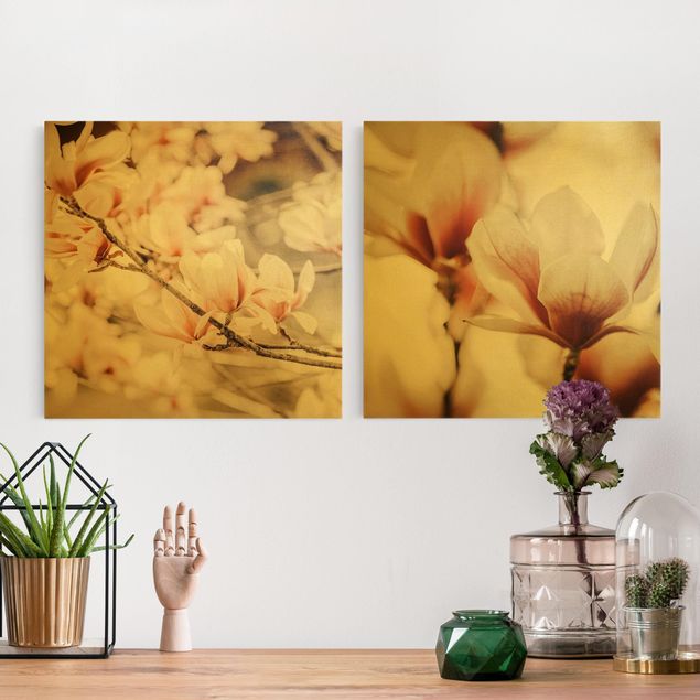 Obrazy do salonu nowoczesne Zestaw kwiatowy magnolii