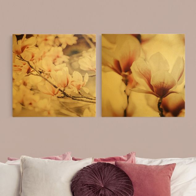 Obrazy na ścianę Zestaw kwiatowy magnolii