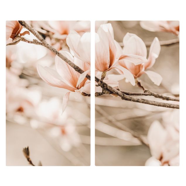 Pokrywa kuchenki - Gałązki magnolii w stylu vintage