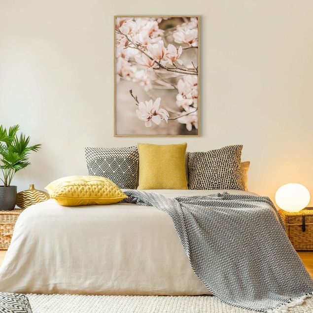Obrazy w ramie do korytarzu Gałązki magnolii w stylu vintage