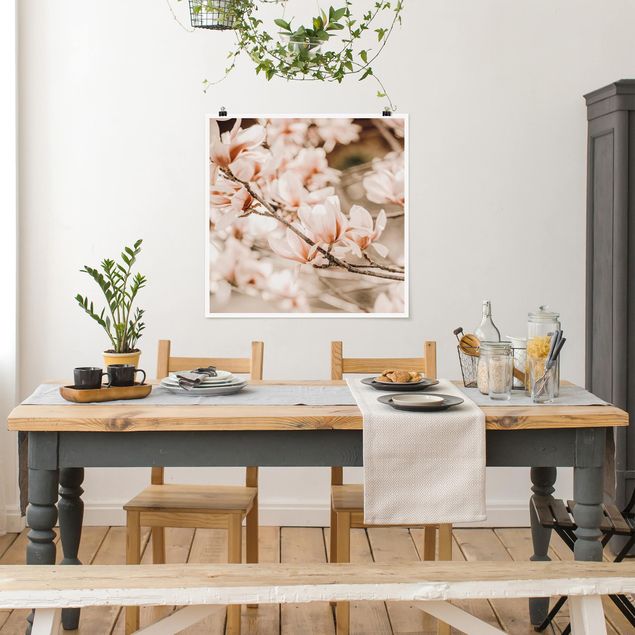 Obrazy nowoczesny Gałązki magnolii w stylu vintage