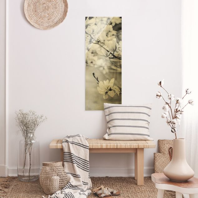 Obraz na szkle - Gałęzie Magnolii Styl Vintage II