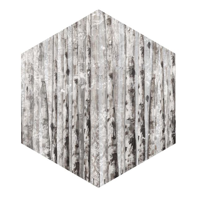 Sześciokątna tapeta samoprzylepna - Picturesque Birch Forest