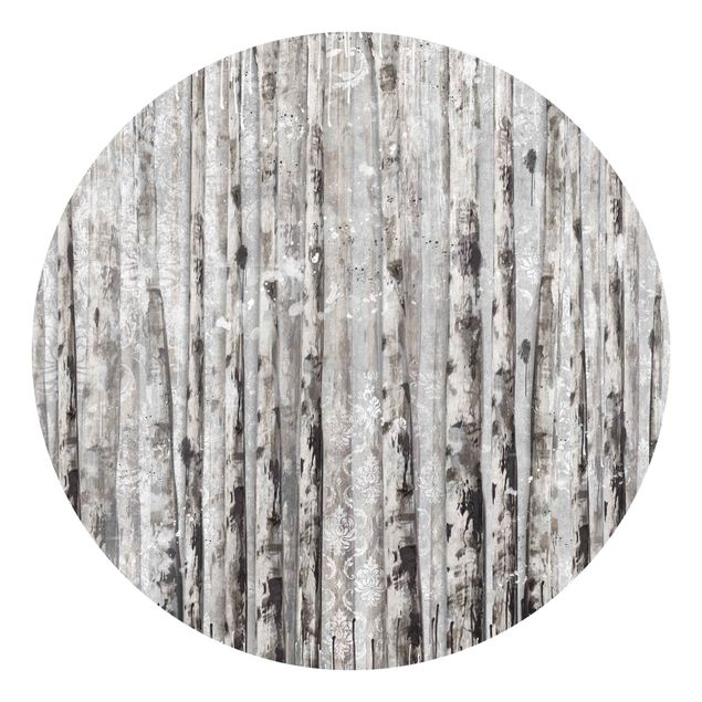 Okrągła tapeta samoprzylepna - Picturesque Birch Forest