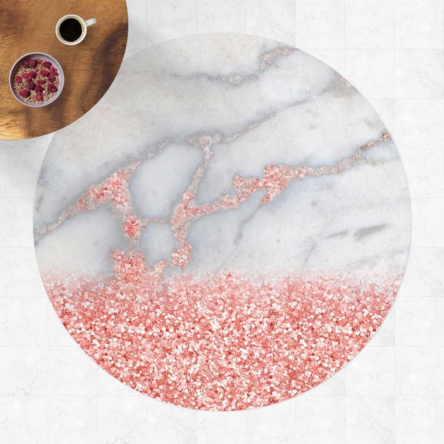 Dekoracja do kuchni Marmurowa stylizacja z różowym konfetti