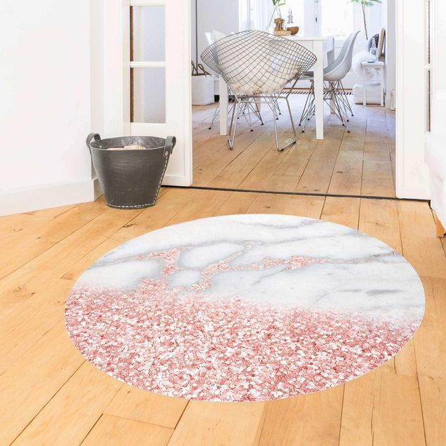 dywany nowoczesne Marmurowa stylizacja z różowym konfetti