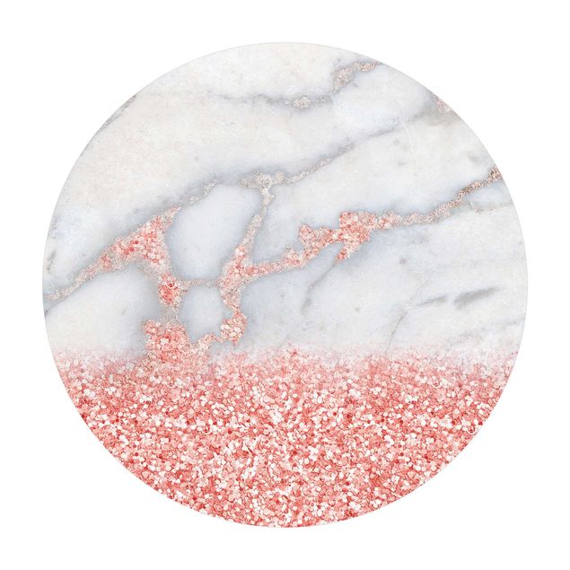 dywan szary nowoczesny Marmurowa stylizacja z różowym konfetti