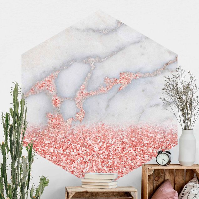 Fototapety marmur Mamor look z różowym konfetti
