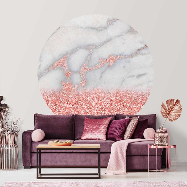 Fototapety marmur Mamor look z różowym konfetti