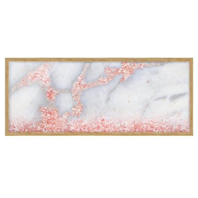 Obrazy w ramie abstrakcja Mamor look z różowym konfetti