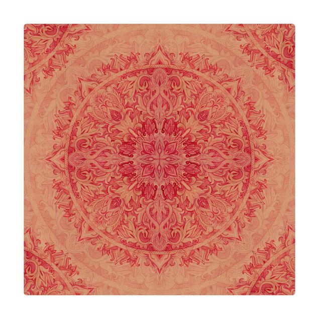 dywan do jadalni Mandala akwarelowy wzór ornamentu różowy