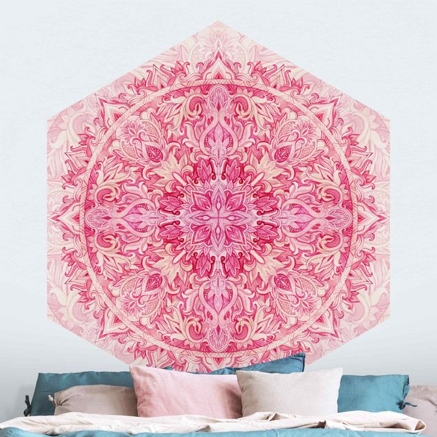 Dekoracja do kuchni Mandala akwarelowy wzór ornamentu różowy