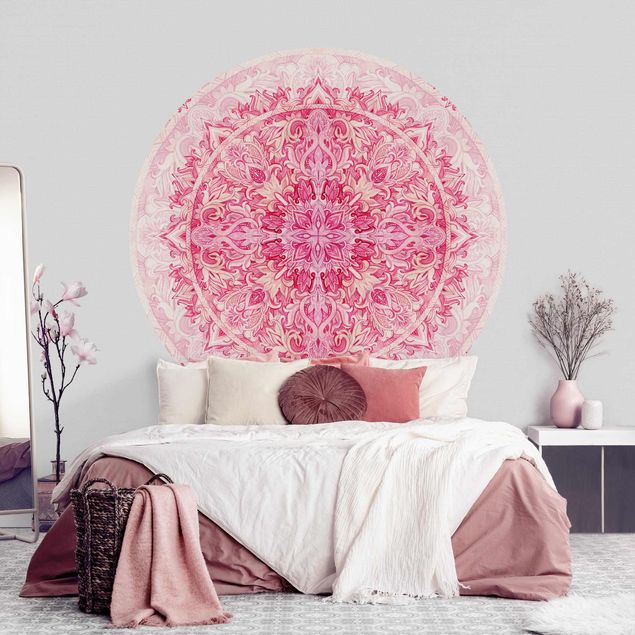 Tapety ornamenty Mandala akwarelowy wzór ornamentu różowy