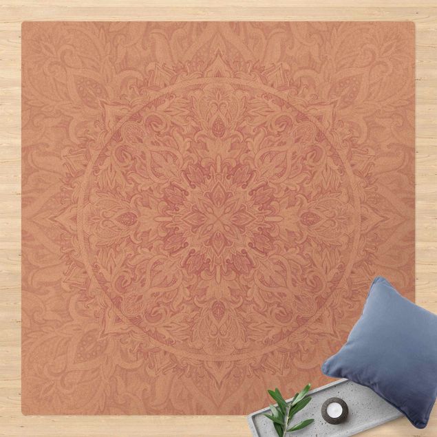 dywany nowoczesne Mandala akwarelowy ornament różowy