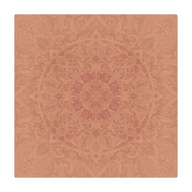 Mata korkowa - Mandala akwarelowy ornament różowy