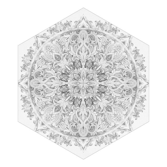 Fototapeta Mandala akwarelowy ornament czarno-biały