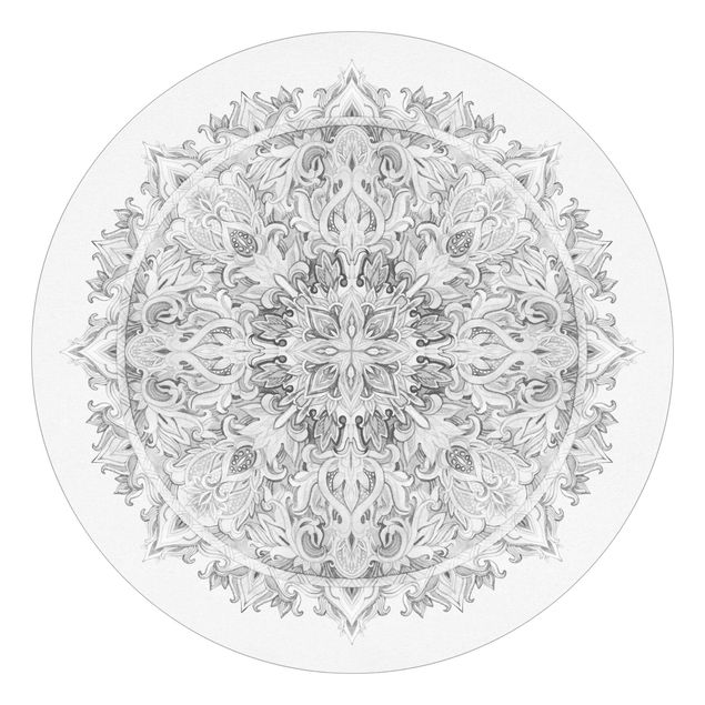 Tapeta ścienna Mandala akwarelowy ornament czarno-biały