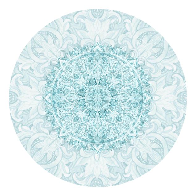 Tapety wzory Mandala akwarelowy ornament turkusowy