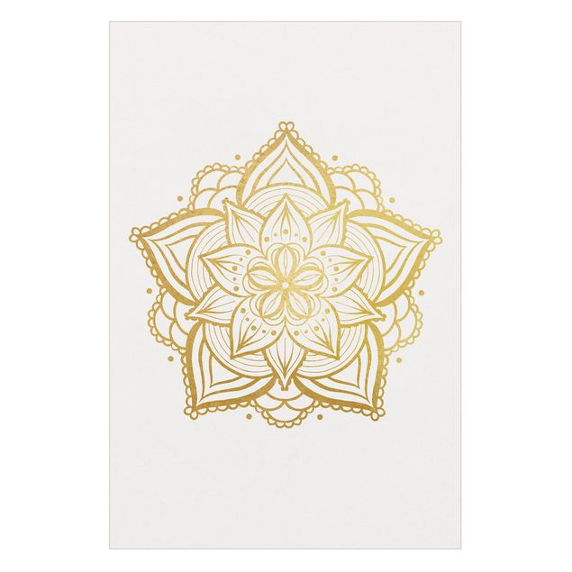 Folia na szyby okienne Ilustracja kwiatu mandali z białego złota