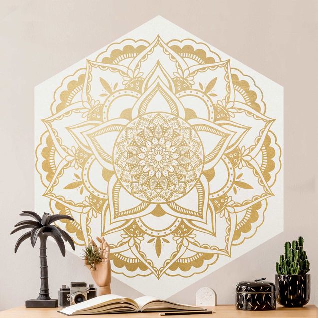 Dekoracja do kuchni Mandala flower Złoto biały