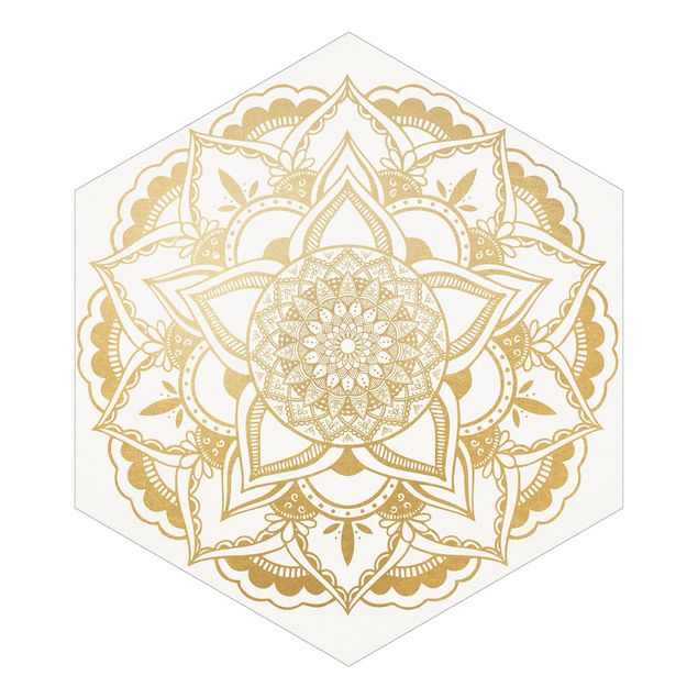 Fototapety Mandala flower Złoto biały