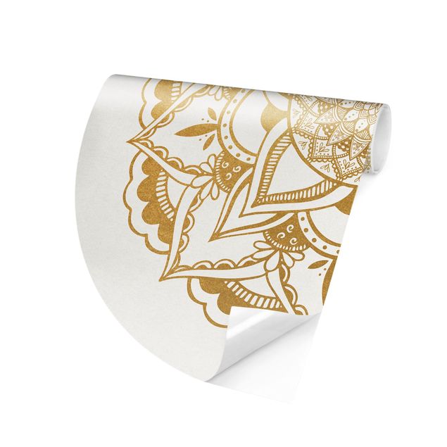 Tapety wzory Mandala flower Złoto biały