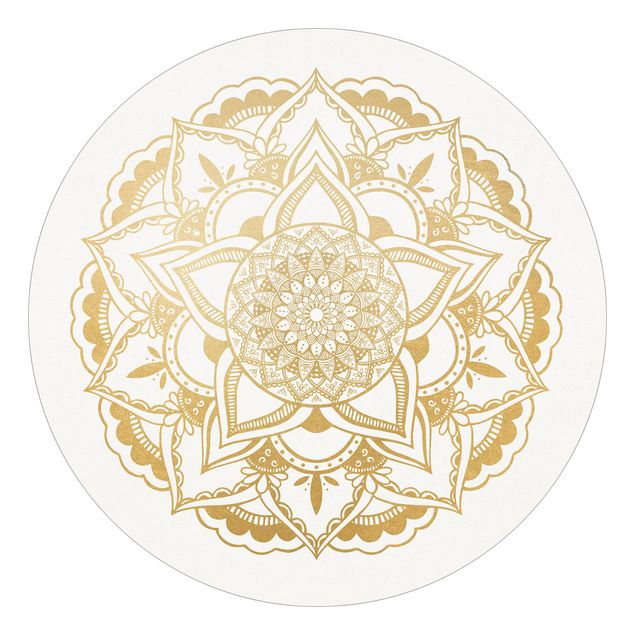 Tapety na ściany Mandala flower Złoto biały